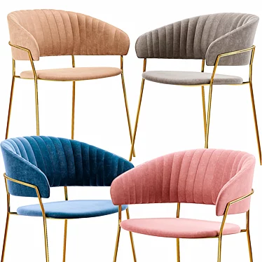Pink Velvet Pisa Chair with Gold Legs 3D model image 1 