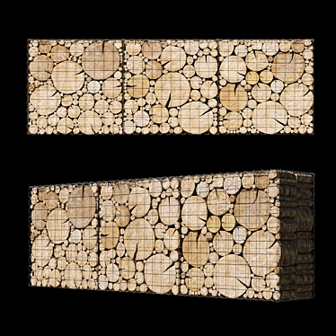 Wooden Gabion Fence | Landscape Design & Sectional Fencing 3D model image 1 