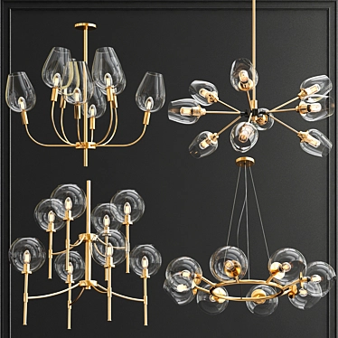 Elegant Glass Bole Chandelier 3D model image 1 