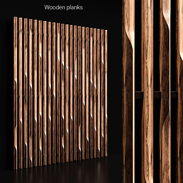 Decorative Wooden Wall Planks 3D model image 1 