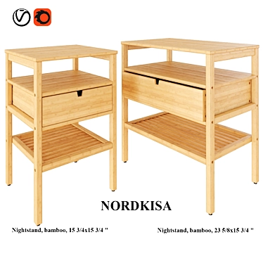 Sleek Bamboo Nightstand - NORDKISA 3D model image 1 