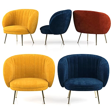 Modern Velvet Armchair Tux 3D model image 1 