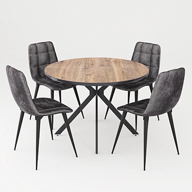 Elegant Teramo Chair & Amber VEGA Table 3D model image 1 
