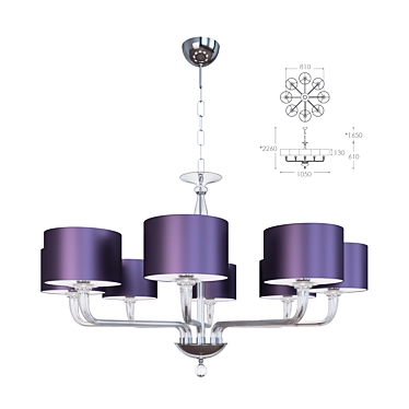 Czarina Glass Chandelier with Purple Satin Shade 3D model image 1 