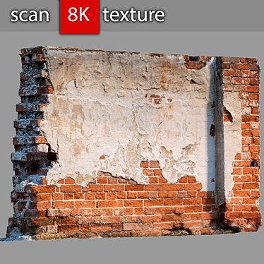 Destructed Brick Wall - High Resolution 8K Texture 3D model image 1 