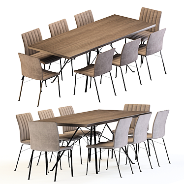 Elegant GINEVRA Chair-Table Set 3D model image 1 