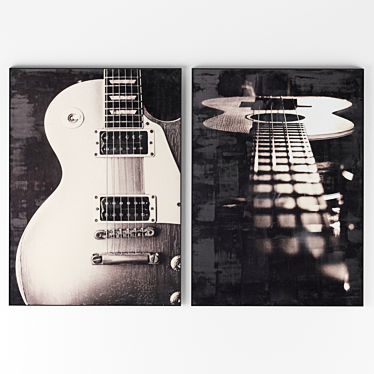 Encaustic Guitar Photo: Sleek Monochrome Art 3D model image 1 