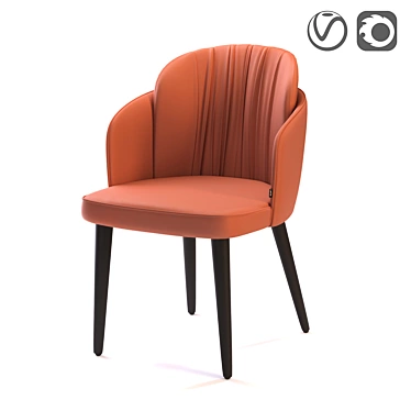 Modern Orange and Black Indoor Chairs - Akron 3D model image 1 