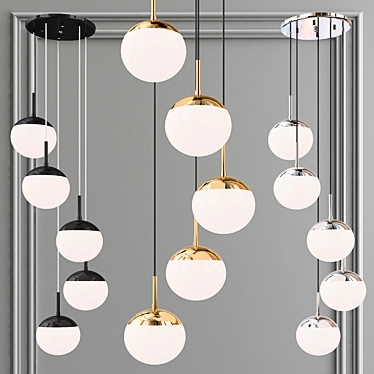 Contemporary Yearby Pendant: 5-Light Cluster Globe 3D model image 1 