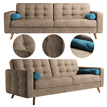 Nappa Convertible Sofa: Comfort, Style, and Versatility 3D model image 1 