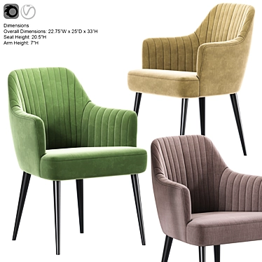 Sleek Strip Dining Chair 3D model image 1 