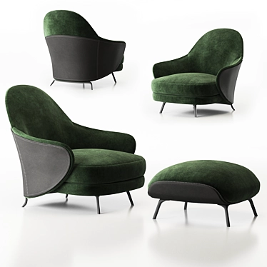 Minotti Angie Armchair: Luxury and Comfort Combined 3D model image 1 