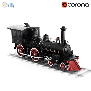 Baldwin Steam Locomotive - Authentic 4-4-0 Model 3D model image 1 