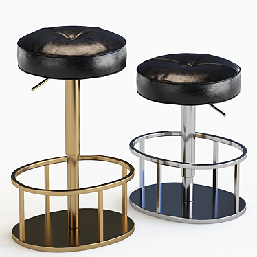 Thibault Black Leather Bar Stool 3D model image 1 