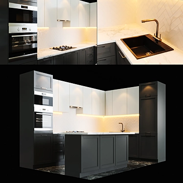 Sleek Kitchen Set 3D model image 1 