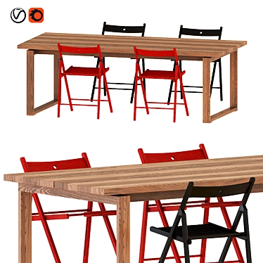 Modern Oak Dining Set 3D model image 1 