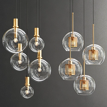 Stylish Glass Pendant Lights 3D model image 1 