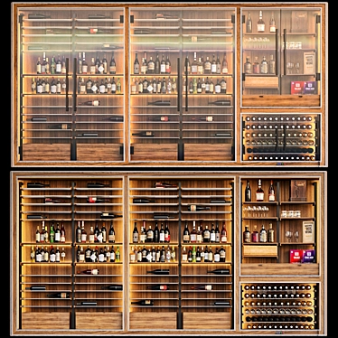 Sleek Wine Cabinet with V-Ray Rendering 3D model image 1 