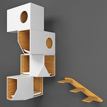 Sleek White Cat Condo 3D model image 1 