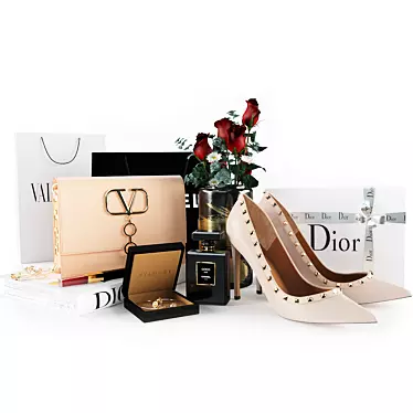 Designer Accessory Set: Bags, Shoes, Jewelry 3D model image 1 