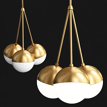 Copper Chandelier: Elegant 3-Light Fixture 3D model image 1 