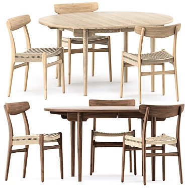 Modern Dining Set: CH337 Table & CH23 Chair 3D model image 1 