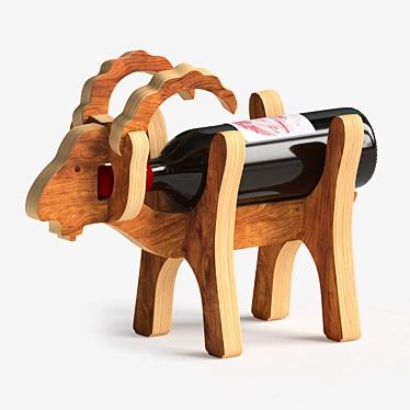 Goat Wine Stand: Unique Plywood Bottle Holder 3D model image 1 