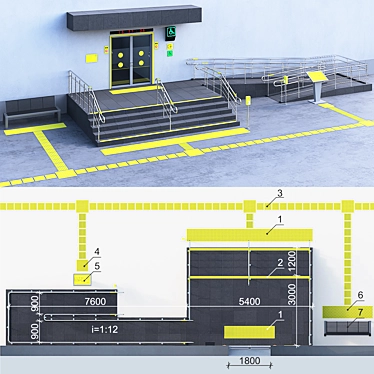 Accessible Building Entrance for Disabled - Part 2 3D model image 1 