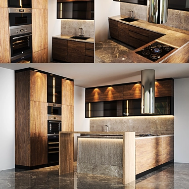 Sleek Island Range Hood 3D model image 1 