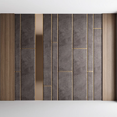 Luxury Velvet and Brass Decorative Panel Set 3D model image 1 