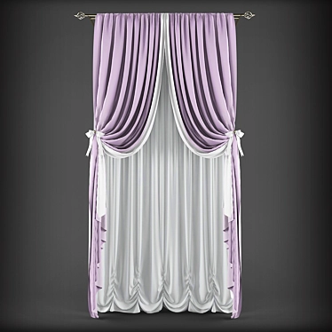Elegant Blackout Curtains 3D model image 1 