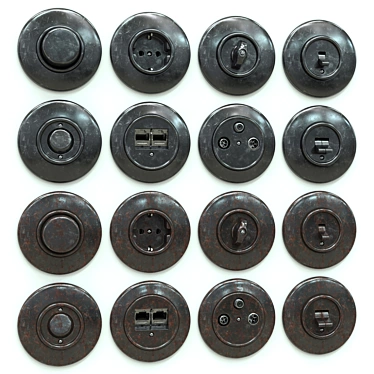 Antique Rustic Wall Switches & Sockets 3D model image 1 