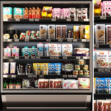 Supermarket Showcase: Food, Groceries, Milk, Chocolate 3D model image 1 