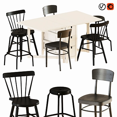 NORDEN Gateleg Table Set 3D model image 1 