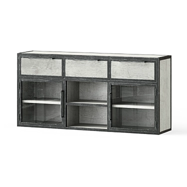 Elegant TV Stand with Metal Grating 3D model image 1 