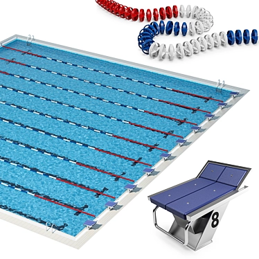 Olympic-Sized Competition Pool: 25m, 10 lanes, 2.5m width, 2m depth 3D model image 1 