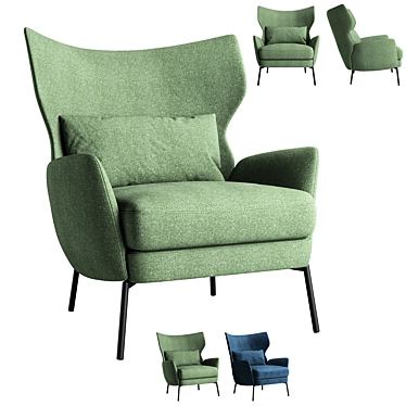 Navy Velvet Armchair: Comfortable and Stylish 3D model image 1 