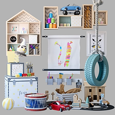 Kids Room Decor Set 3D model image 1 