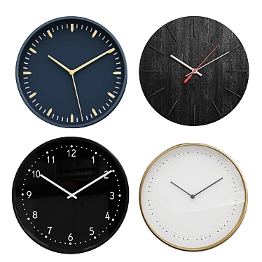 Sleek Wall Clock Set with Incredible Detail 3D model image 1 