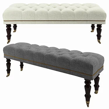 Raleigh Queen Bench: Tufted & Nailhead Accent 3D model image 1 