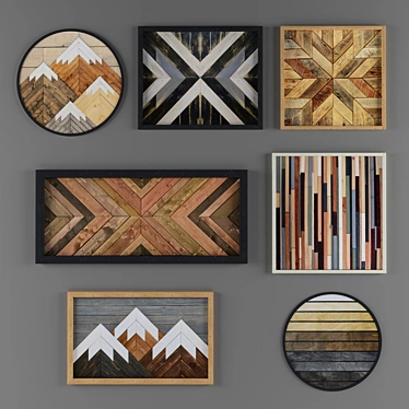 Scandi Geometric Wood Art 3D model image 1 