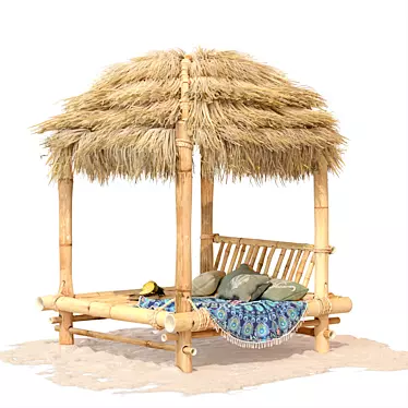 Bamboo Paradise: Exquisite Hut & Cozy Bed 3D model image 1 