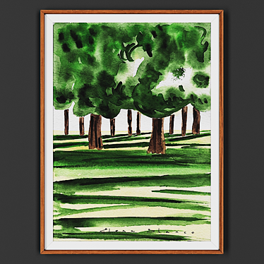 Wooden Framed Painting 3D model image 1 