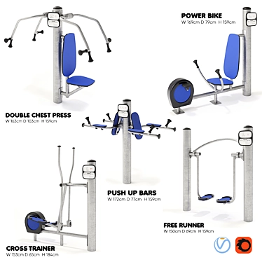 Kompan Street Fitness: Outdoor Fitness Equipment for Kids 3D model image 1 