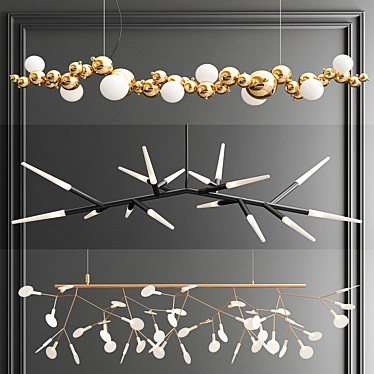 Trendy Branching Chandelier - 3 Designs 3D model image 1 