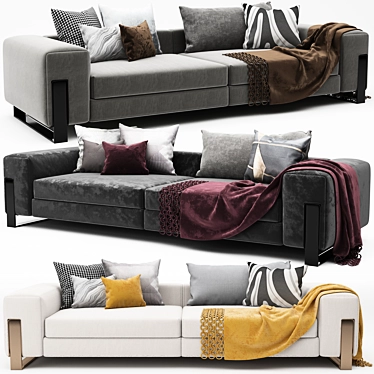 Sleek Modern Sofa Set 3D model image 1 