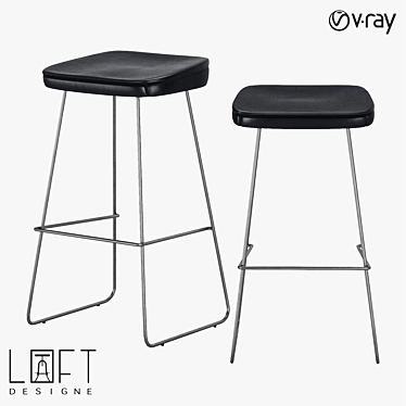 Metallic Eco-Leather Barstool | LoftDesigne 1443 3D model image 1 