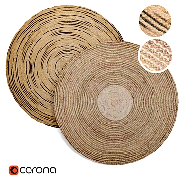 Natural Jute Round Rugs 3D model image 1 