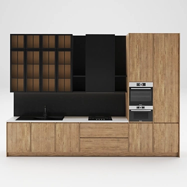Modern Kitchen Suite: Oven, Microwave, Hob, Sink 3D model image 1 