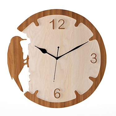 Woodpecker Decor Wall Clock: Elegant & Functional 3D model image 1 